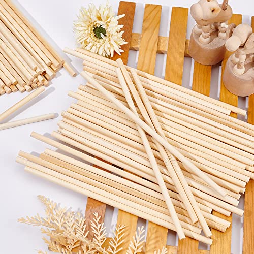 OLYCRAFT 100PCS 8×1/4 Inch Natural Wood Dowel Rods 7.87 Inch Long Bamboo Craft Sticks Round Unfinished Wood Sticks for Arts Crafts and DIY Projects OLYCRAFT