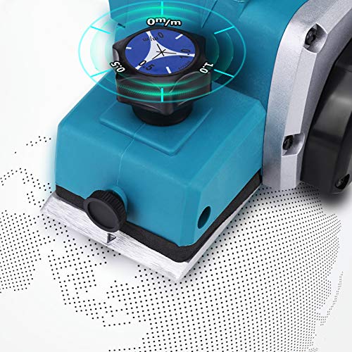 Electric Wood Planer, Portable Powerful Handheld Planer for Woodworking Tool 800W Electric Hand Woodworking Power Tool for Home Furniture, Blue Greensen
