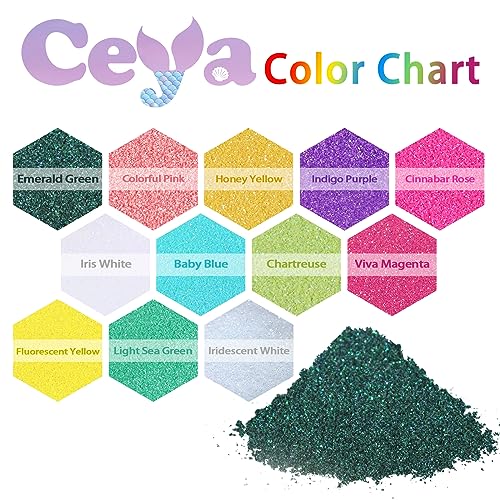 Ceya Ultra Fine Glitter Powder,3.5oz/ 100g Emerald Green Craft Glitter Powder Mixed Fine Iridescent Nail Sequins Flakes for Epoxy Resin, DIY Crafts ceya