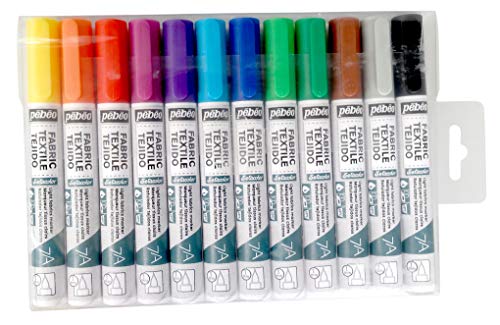 Pebeo 7A Light Set of 12 Fabric Markers, Sets Pebeo