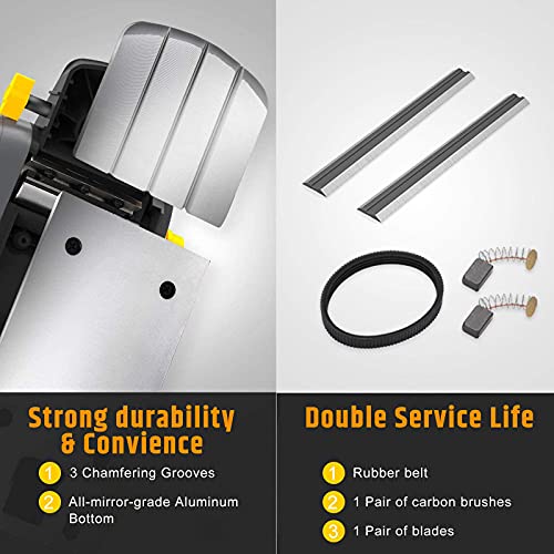 Electric Planer, JELLAS 7.5-Amp 16500 Rpm Power Hand Planer, 3-1/4 Inch Cut Width, Dual-dust out System, Dual-handle Design, Blade Protector, 2 Jellas