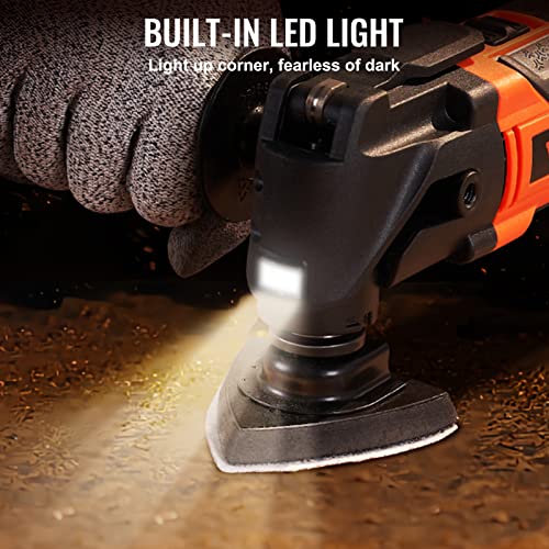 VEVOR Multitool Oscillating Tool Corded 2.5 Amp, Oscillating Saw Tool with LED Light, 6 Variable Speeds, 3.1° Oscillating Angle, 11000-22000 OPM, VEVOR