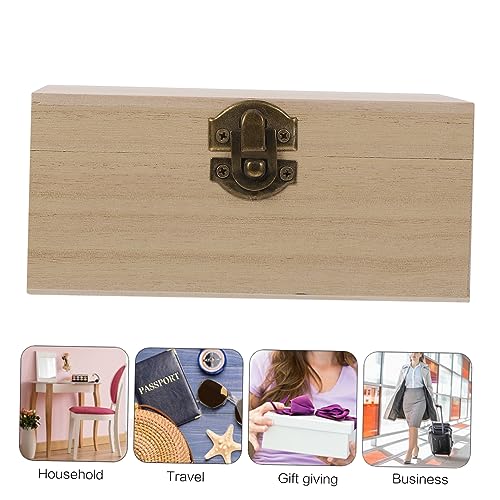 NOLITOY 18 Pcs Wooden Box with Lock Wooden Crafts Paint Brishes Mini Containers Unfinished Treasure Chest Bamboo Jewelry Organizer Wood Gift NOLITOY