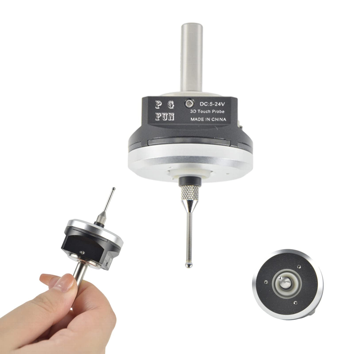 PGFUN CNC 3D Touch Probe Upgraded XYZ Axis Anti-roll Edge Finder Waterproof 3 Coordinate Measuring Sensor Kit with 6mm Shank & 6.5 Ft Cable, PGFUN