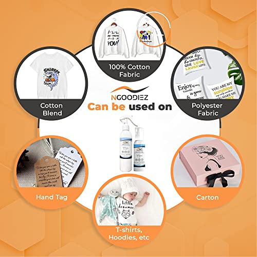 NGOODIEZ Sublimation Coating Spray for All Fabric, Including 100% Cotton, Polyester, T-shirts, Canva Coating Liquid- Quick Dry Formula, High Gloss NGOODIEZ
