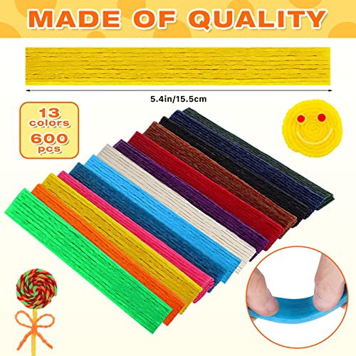 Loppdece 600 Pcs Wax Craft Sticks for Kids,Bendable Sticky Wax Yarn Sticks in 13 Colors,Reusable Molding Sculpting Sticks with Plastic Storage Box Loppdece