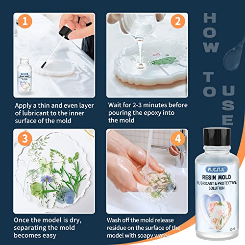Resin Molds Release for Epoxy Resin Mold, Mold Lubricant & Protective Solution for Resin Molds Silicone, Suitable for Resin Molds, Silicone Molds, WJCJTJL