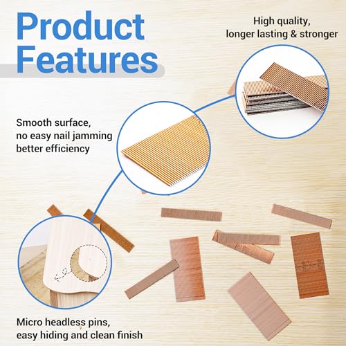 meite 23 Gauge Pin Nails, 1-3/4-Inch Micro Headless Pins for Pin Nailer - Copper Plated Pins Nails for Nail Gun, Ideal for Fine Woodworking and Trim meite