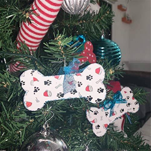 24pcs Bone Shaped Wooden Cutouts Unfinished Wood Dog Bone Wood DIY Craft Embellishments Gift Ornaments Decoration, 4.1x2.2 in JANOU