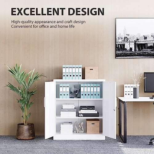 SISESOL Steel Storage Cabinet Office Cabinet with Shelves and 2 Doors, Metal Storage Cabinet Locking Steel Storage Cabinet,Locker Steel Counter SISESOL