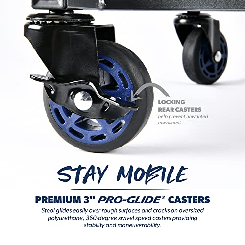 URBANTRANSIT The Beast Heavy Duty Shop Stool with Backrest - 500 Lb Capacity Rolling Stool for the Garage with Tool Storage, Cupholder and 360 Degree URBANTRANSIT