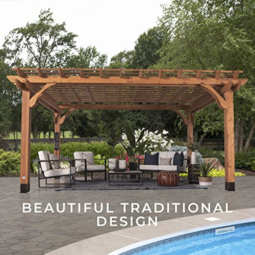 Backyard Discovery Beaumont 16 ft. x 12 ft. All Cedar Wooden Pergola Kit for Backyard, Deck, Garden, Patio, Outdoor Entertaining | Wind Rated at 100 Backyard Discovery