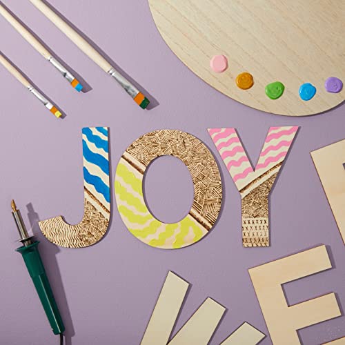 36 Pieces Unfinished Wooden Alphabet Letters for Crafts, 2 Extra Sets of Vowels AEIOU (6 Inches) Bright Creations