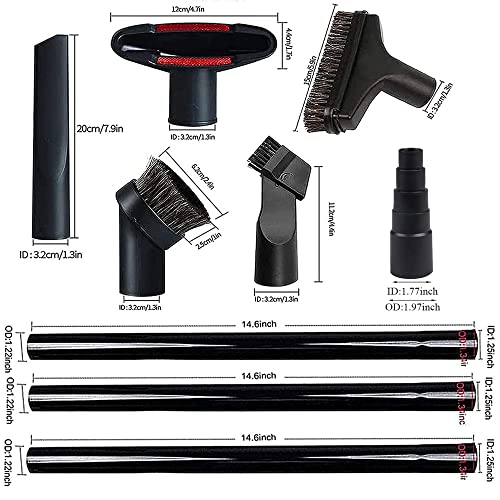 ANBOO Vacuum Attachments Set, 1 1/4 inch Vacuum Accessories Cleaning Kit Hardwood Floor Brush Attachments Extension Wands with Standard Hose Adapter, ANBOO