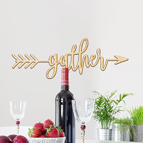 Gather Right Arrow Wood Sign Home Decor Wall Art Hanging Rustic Unfinished 36" x 13" Woodums