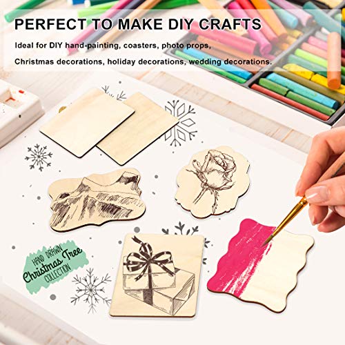 Unfinished Wood Ornaments, PETUOL DIY 32pcs 4x3in Creative Irregular Blank Wood Natural Slices for DIY Crafts, Painting, Wood Burning, Writing, Photo PETUOL