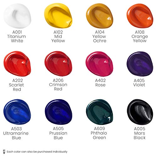 Arteza Acrylic Art Set, Includes Tabletop Easel, 12 Acrylic Paint Tubes, Palette Paper, 10 Paintbrushes, Canvas Pads & Canvas Panels, Art Supplies ARTEZA