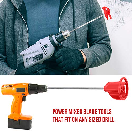 TCP Global 2 Types of Paint, Epoxy Resin, Mud Power Mixer Blade Drill Tools for Mixing Quarts to 2.5 Gallon Buckets - 14" Long, 1/4" Round and 5/16" TCP Global