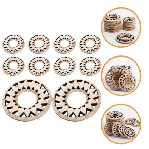 KALLORY 10pcs Unfinished Hollow Wood Slices Wooden Slices DIY Wooden Cutouts Painting Wood Slices KALLORY