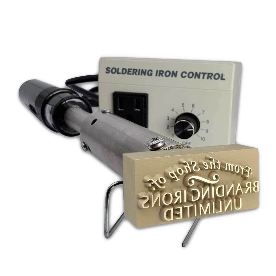 Custom Engraved Electric Branding Iron with Personalised Text and Flourish Design - Large Size - Made in the USA Infinity Stamps