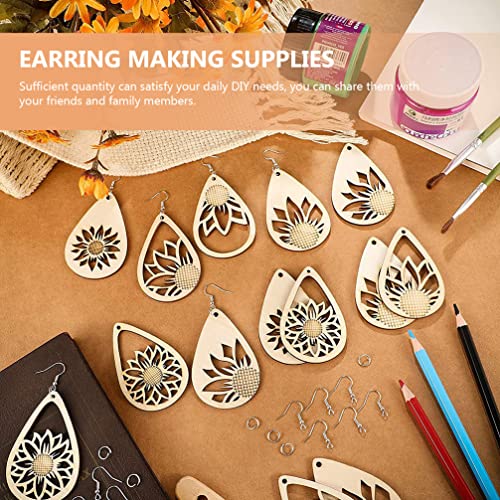 EXCEART 1 Set Wooden Earrings Earring findings Unfinished Wooden Earring Making kit Ear Ringing Making kit Earring Studs for Jewelry Making Wooden EXCEART