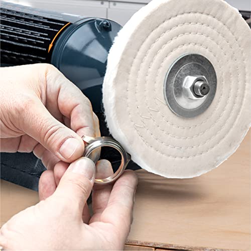 POWERTEC BF800 Slow Speed and Long Shift Bench Buffer Polisher with Buffing Wheels, 8 Inch Buffing & Polishing Bench Grinder Machine for Metal, POWERTEC