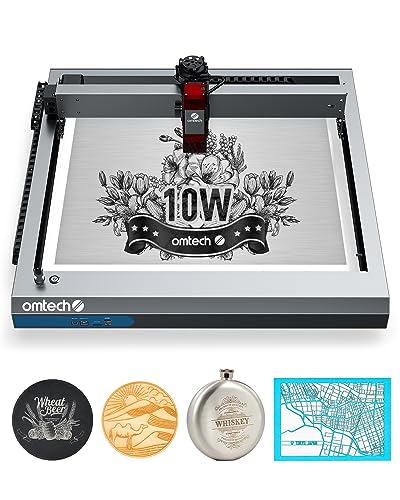 OMTech Light B10 Laser Engraver, 10W Output Diode Laser Module with Air Assist, Desktop Wood Laser Cutter Metal Engraver Machine, Ultra Fast & OMTech