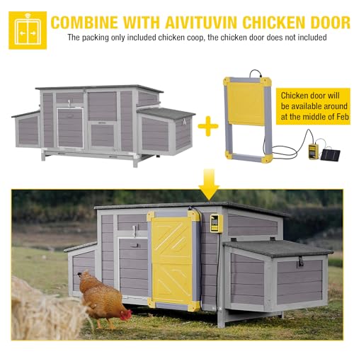 Aivituvin Chicken Coop Two Nesting Boxes Large Wooden Hen House Weatherproof Outdoor Rabbit Hutch Duck Cage Aivituvin