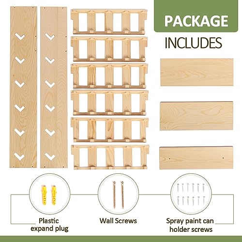 jxgzyy 6 Tier 24 Can Spray Paint or Lube Can Wall Mount Storage Holder Rack Lube Holder Organization Storage Rack Wood Shelf Case Organizer, 14.2" L jxgzyy