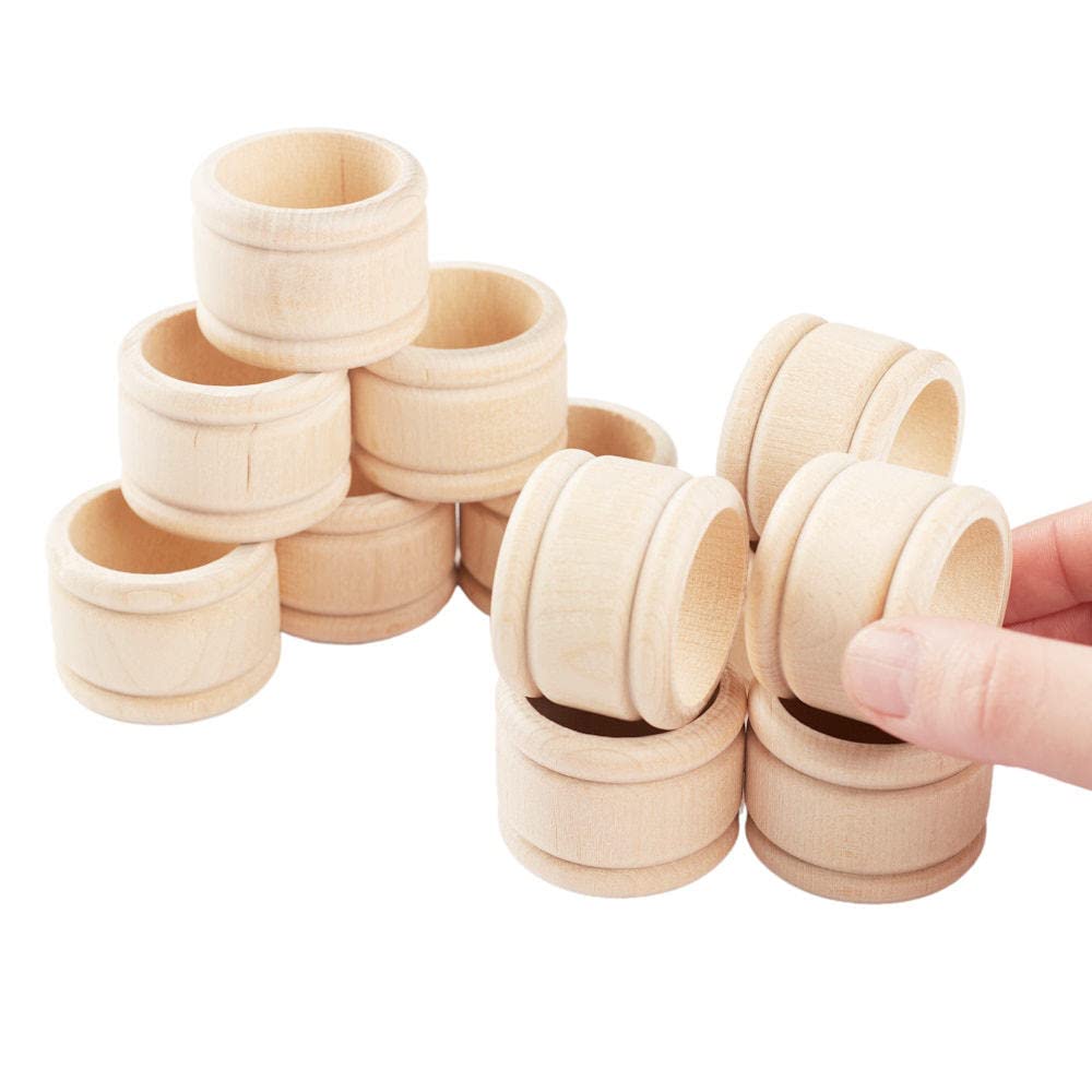 Factory Direct Craft Set of 12 Unfinished Birch Wood Napkin Rings - Natural Wooden Napkin Holders Ready to Finish for DIY Crafts and Table Decor Factory Direct Craft
