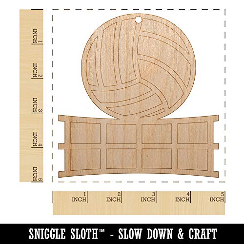 Volleyball and Net Unfinished Craft Wood Holiday Christmas Tree DIY Pre-Drilled Ornament Sniggle Sloth
