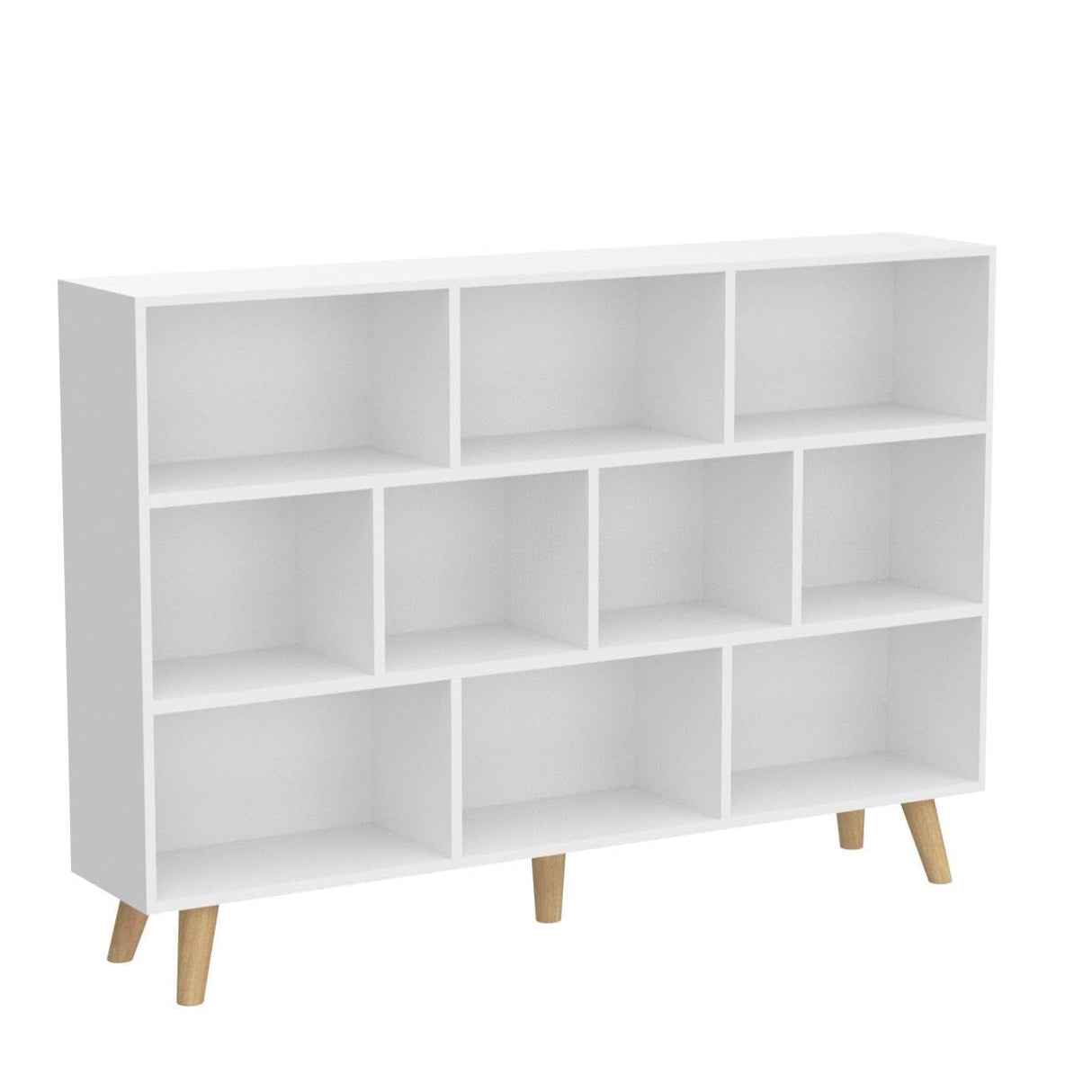 IOTXY Nordic Minimalist 3-Tier Wooden Open Shelf Bookcase in Warm White IOTXY