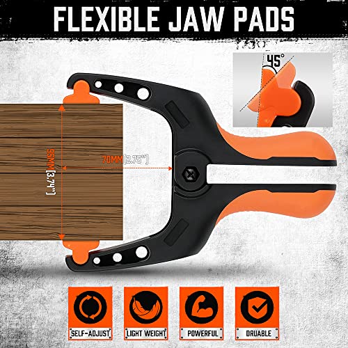 HORUSDY 4-Pack Spring Clamps Heavy Duty, 7-inch Large Plastic Clamps for Crafts with 3.7 Inch Jaw Opening for DIY, Gluing, Clamping and Securing HORUSDY