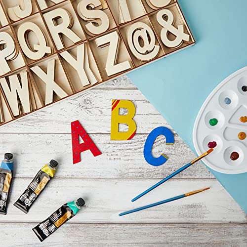 Unfinished Wooden Letters, Symbols, Storage Tray, 3 Inch Alphabet (112 Pieces) Bright Creations