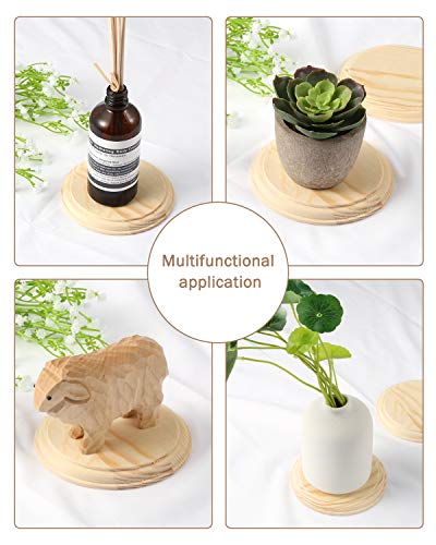Pllieay 2Pcs 4 Inch Round Wooden Plaque, Unfinished Natural Pine Circle Plaque Wood Base for Craft Projects and DIY Home Decoration Pllieay