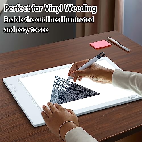A4 LED Light Pad, IMAGE A4 Tracing Pad Rechargeable Magnetic Light Box, Cordless Ultra-Thin, Perfect for Vinyl Weeding Animation, Tattoo, Sketching IMAGE