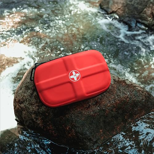 RHINO RESCUE First Aid Kit, Waterproof Portable Emergency Medical Kit for Travel, Home, Car, College Dorm, Camping, Hiking, Backpacking (Red) RHINO RESCUE