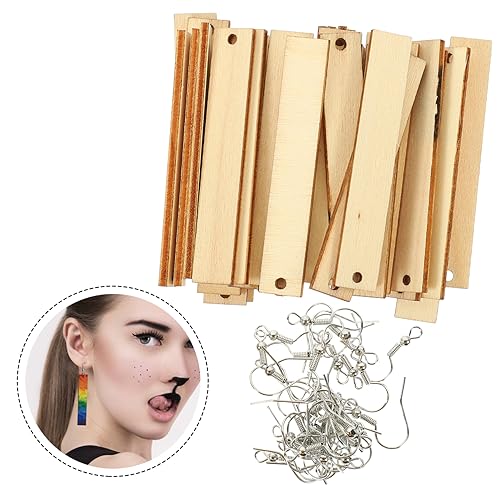 COHEALI 5 Sets Blank Wood Earrings Pendants Blank with Hole Wood Blanks Unfinished Earring Pendants Wood Earring Making kit Earring Making Supplies COHEALI