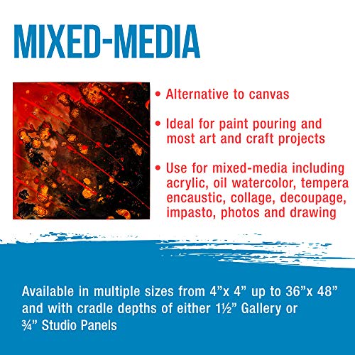 U.S. Art Supply 24" x 24" Birch Wood Paint Pouring Panel Boards, Gallery 1-1/2" Deep Cradle (Pack of 2) - Artist Depth Wooden Wall Canvases - U.S. Art Supply