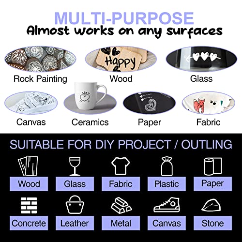 Acrylic White Paint Pen Fine Tip: 8 Pack 0.7mm Black White Paint Marker Pens for Art, Water-Based White Markers for Black Paper Metal Wood Stone AKARUED