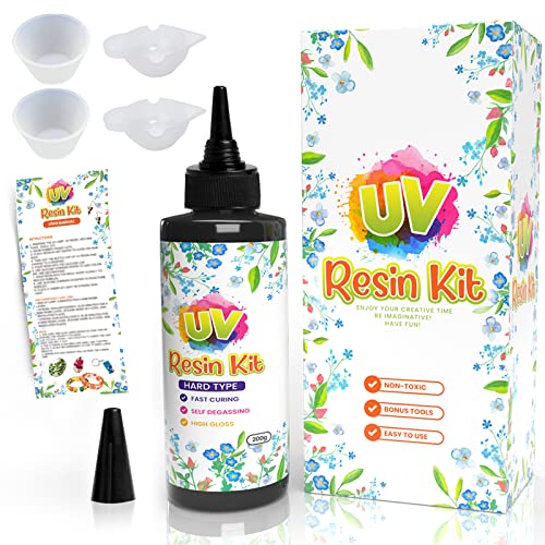  VIDA ROSA 200g UV Resin Kit with Upgraded UV Light 24W,Silicone  Stir Rod, Measuring Cup and Silicone Pad-Ultraviolet Epoxy Resin Hard,UV  Resin Starter Jewelry Making Kit for Craft Beginner