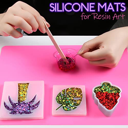 LEOBRO Silicone Mat, Silicone Mats for Crafts, 2pcs Silicone Mat for Jewelry Resin Molds, Silicone Mats for UV Resin, Resin Molds, DIY Art Crafts, LEOBRO