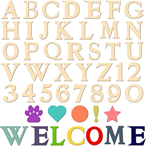 492 Pieces 1 Inch Wooden Alphabet Letters Unfinished Wood Numbers Small Wooden Craft Letters Blank Wood Heart Star Paw for Home Decor Spelling