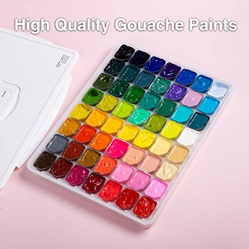 Gouache Paint Set, 56 Colors x 30ml Unique Jelly Cup Design in a Carrying Case, Gouache Opaque Watercolor Painting Perfect Art Supplies for Artists, Henyiewl