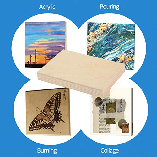 Falling in Art Unfinished Birch Wood Panels Kit for Painting, Wooden Canvas 4 Pack of 4x6’’ Studio 3/4’’ Deep, Cradle Boards for Pouring, Art, Falling in Art
