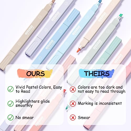 GOTIDEAL Aesthetic Cute Pastel Highlighters set, Dual tip 12 Pack No Bleed Bible Highlighters pen for office journal, School study accessory supplies GOTIDEAL