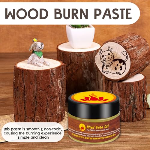 1DFAUL Wooden Burning Paste, 4 OZ Wood Burn Gel with Silicone Squeegee for Crafting, Drawing and DIY Arts, Create Beautiful Art in Minutes, 1DFAUL