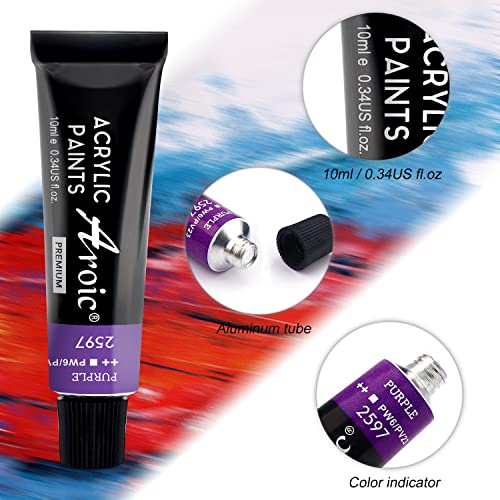 AROIC Acrylic Paint Set 24 Colors 10ml, The Best Gift for Acrylic Painting Beginners, Children, Adults and Art Lovers AROIC