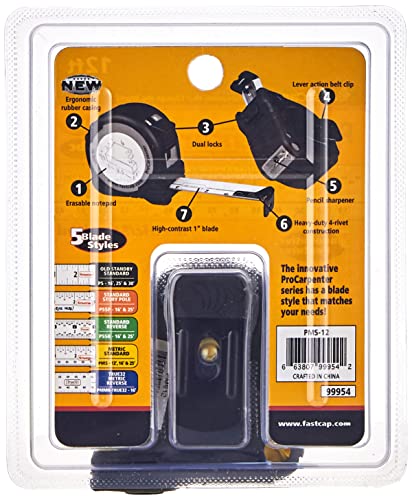 FastCap ProCarpenter Metric/Standard Measuring Tape - Ideal for Professionals and Home Improvement - with Lever Action Belt Clip and Dual Locking FastCap