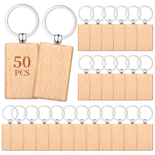 Yangbaga 50Pcs Natural Wood Slices-Wooden Keychain Blanks Unfinished Wood Slice for Laser Engraving,Christmas Crafts Wooden Circles for DIY Christmas Yangbaga